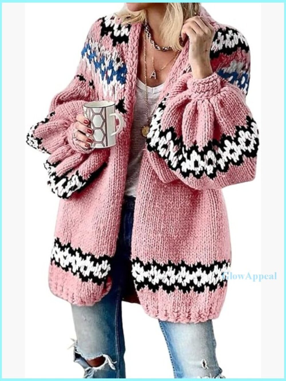 Oversized Chunky Knit Cardigan Sweater V-Neck Open Front Fall Winter